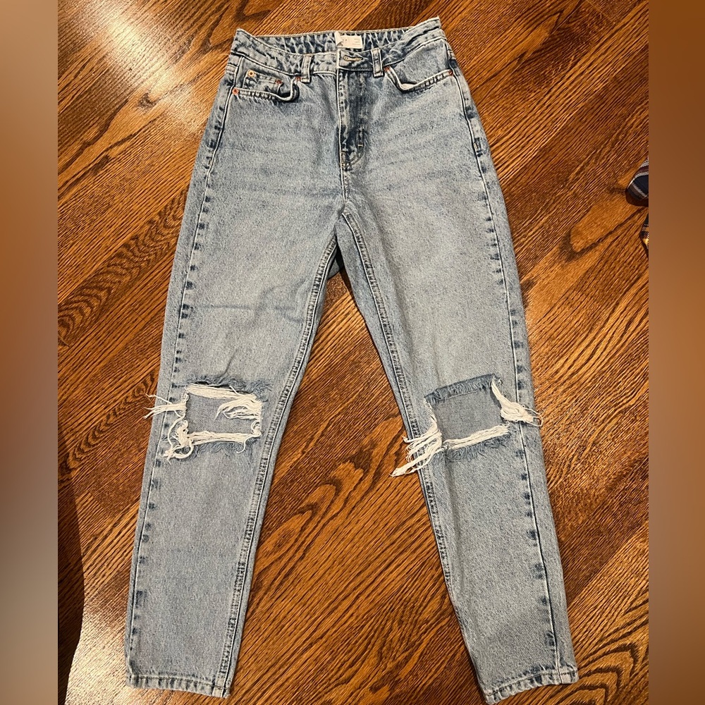 Topshop Mom Distressed Mom Jeans